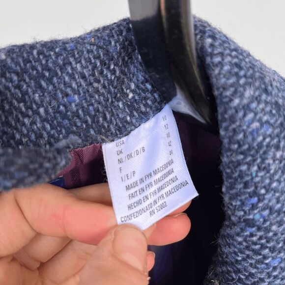 Vintage Liz Claiborne Wool Blend Speckled Blue Tweed Blazer, SZ 12 NWOT - Picture 5 of 9